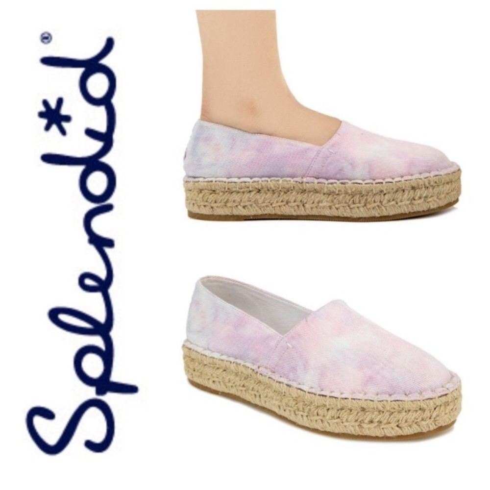 Splendid Pink Tie-Dye Laney‎ Canvas Platform Espadrilles Size 9.5